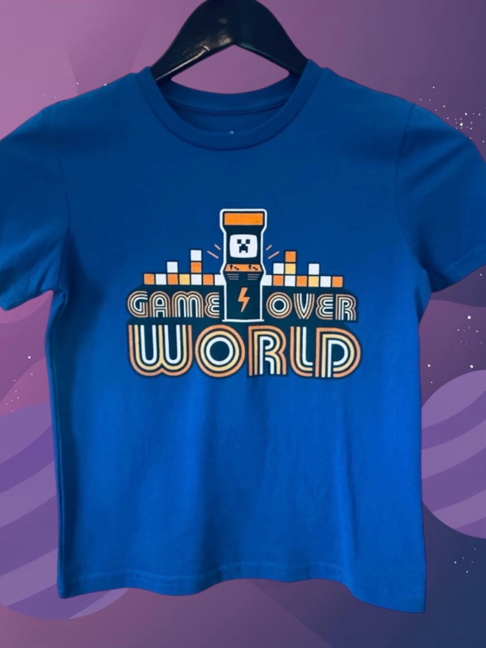 $8 Add-on | Minecraft 'Game Over World' Arcade Kids Graphic Tee
